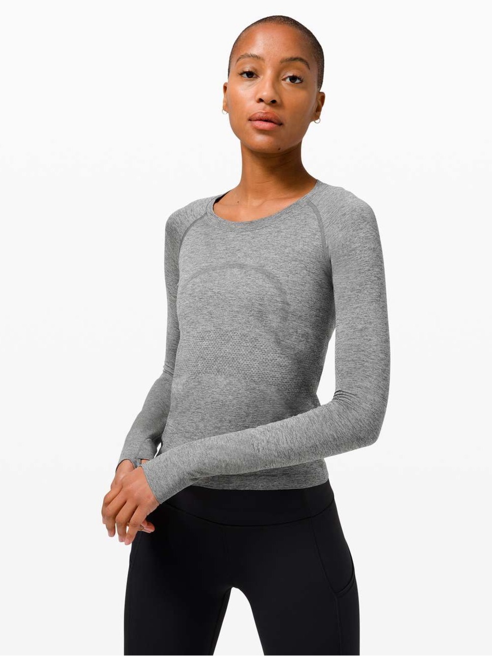LULULEMON SWIFTLY TECH LONG SLEEVE 2.0 RACE LENGTH GRAPHIC GREY SILVER WOMENS 2